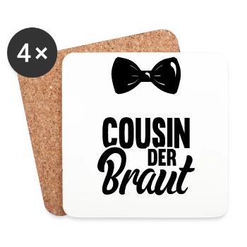 Cousin Der Braut Heirat Bräutigam - Untersetzer (4er-Set) - Weiß - Vorne