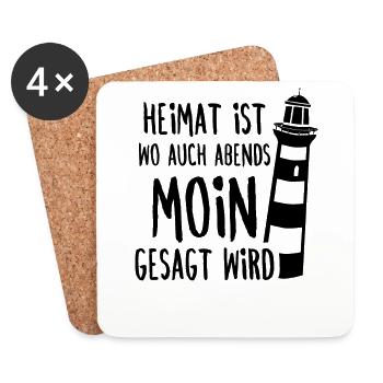 Heimat ist wo auch Abends Moin gesagt wird Urlaub - Untersetzer (4er-Set) - Weiß - Vorne