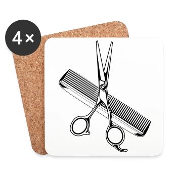 scissors comb stylist icon - Coasters (set of 4) - white - Front