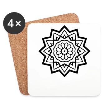 Mandala Ausmalen Kreativ Gestalten Kinder DIY - Untersetzer (4er-Set) - Weiß - Vorne