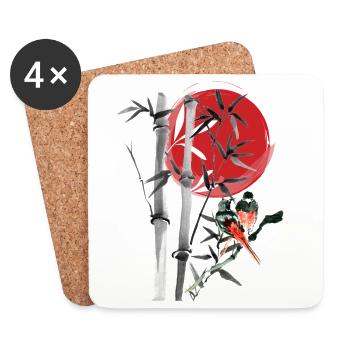 Bamboo row in the red moon - Coasters (set of 4) - white - Front