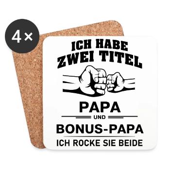Ich habe zwei titel papa und bonus papa Geschenk - Untersetzer (4er-Set) - Weiß - Vorne