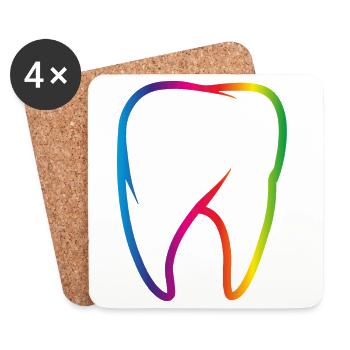 bright colorful rainbow tooth - Coasters (set of 4) - white - Front