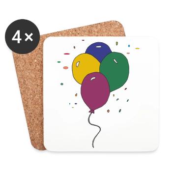 Ballons 3 fois - Dessous de verre (lot de 4) - blanc - Devant