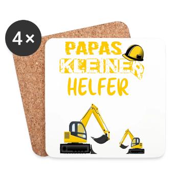Papas kleiner Helfer - Untersetzer (4er-Set) - Weiß - Vorne