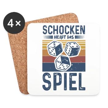 Schocken heißt das Spiel Trinkspiel Vintage Retro - Untersetzer (4er-Set) - Weiß - Vorne