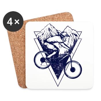 Mountain Biking Triangles - Coasters (set of 4) - white - Front