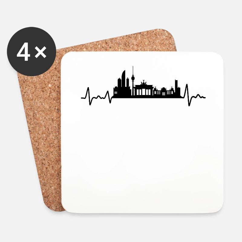 Berlin Heartbeat Skyline Berlin Gift - Coasters (set of 4) - white