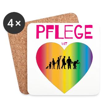Pflege mit Herz Krankenhaus Pflegeheim Evolution - Untersetzer (4er-Set) - Weiß - Vorne