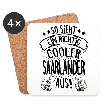 Saarland So Sieht Ein Cooler Saarländer aus - Untersetzer (4er-Set) - Weiß - Vorne