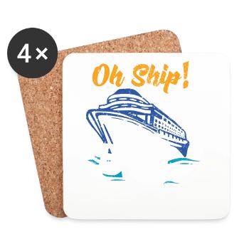 croisière Temps Oh Navire C’est un cadeau de navire de voyage en famille - Dessous de verre (lot de 4) - blanc - Devant