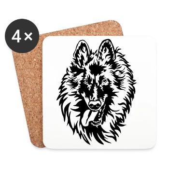 Tervuren Kopf - Untersetzer (4er-Set) - Weiß - Vorne