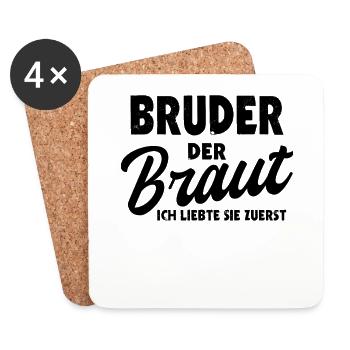 Bruder der Braut Hochzeit Trauzeuge Heirat - Untersetzer (4er-Set) - Weiß - Vorne