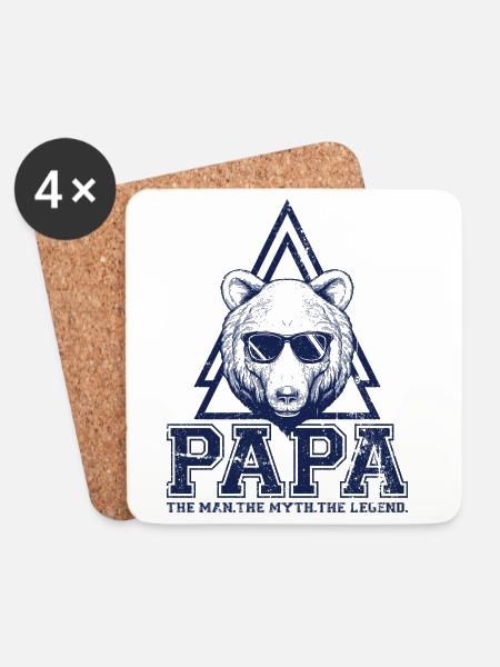 Papa Bear Triangle Logo - Coasters (set of 4) - white