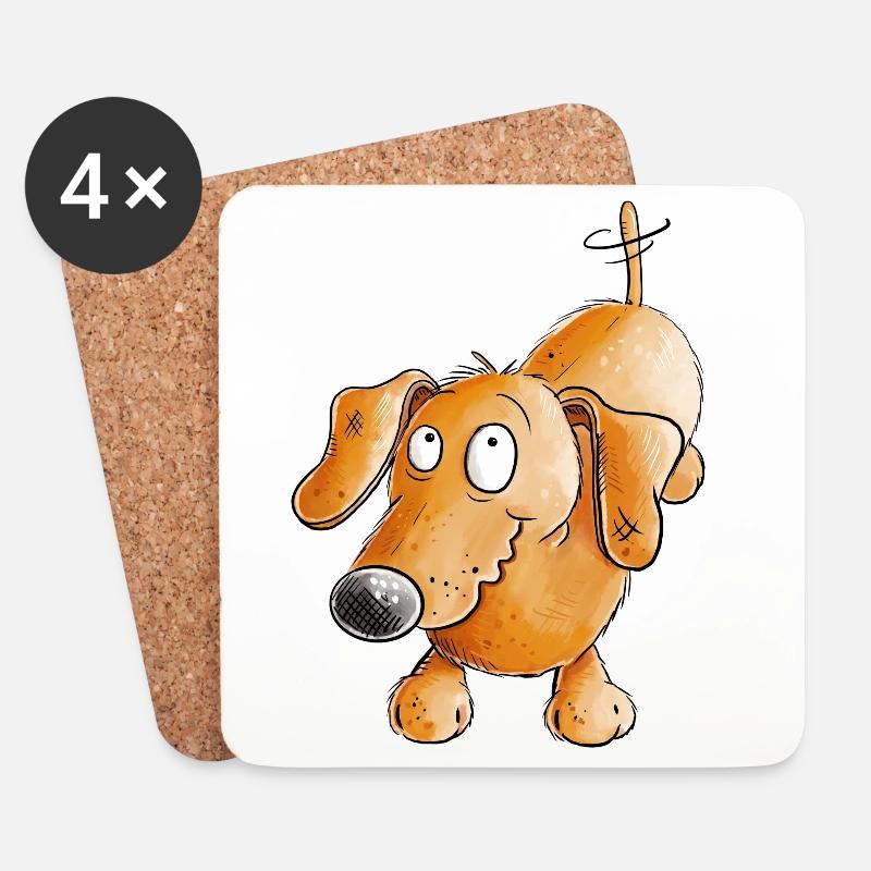 Happy Dackel I Dachshund I Teckel I Hund - Untersetzer (4er-Set) - Weiß