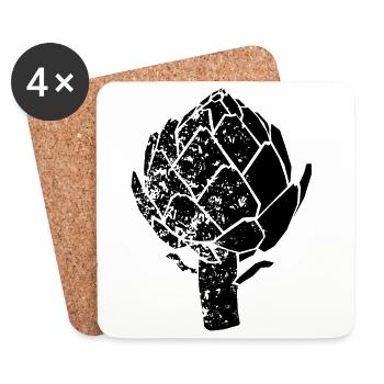 Artichoke | Cynara cardunculus | artichoke Shirt - Coasters (set of 4) - white - Front