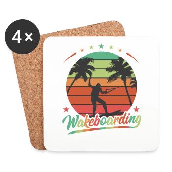 Wake Board Water Sports Wakeboarding - Coasters (set of 4) - white - Front