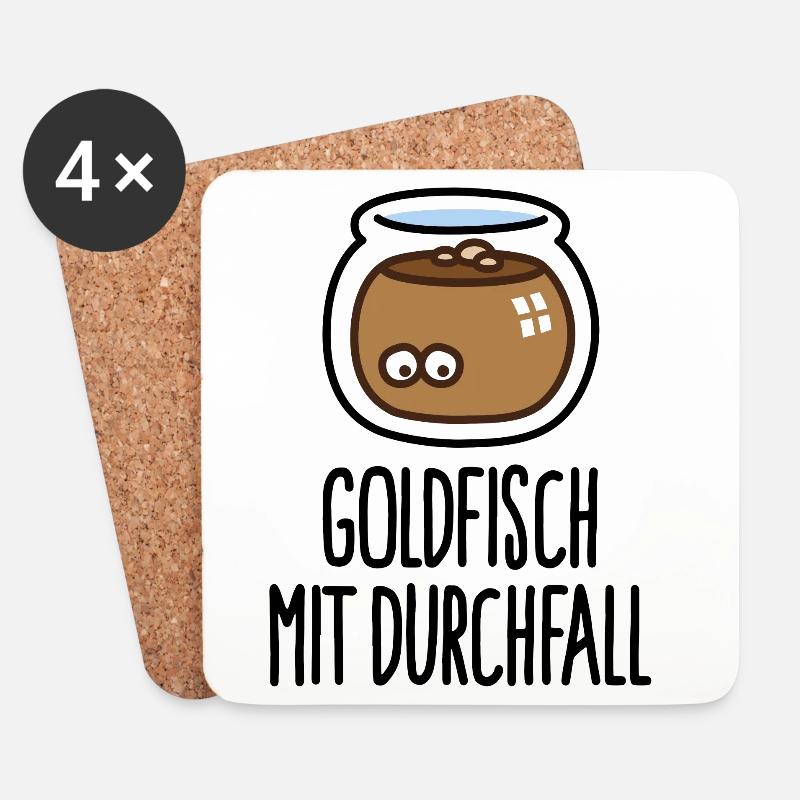 Lustige Goldfisch mit Durchfall Tierarzthelfer - Untersetzer (4er-Set) - Weiß