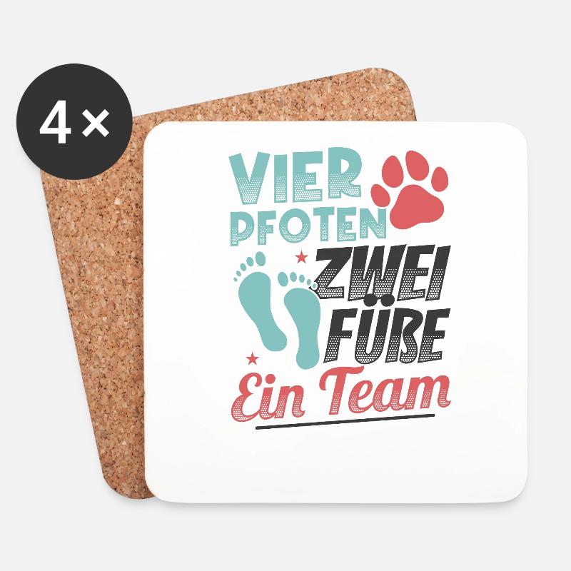 4 Pfoten 2 Füße Ein Team Hundebesitzer - Untersetzer (4er-Set) - Weiß