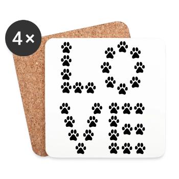 Paw Print Love – Minimal Dog & Pet Design - Untersetzer (4er-Set) - Weiß - Vorne