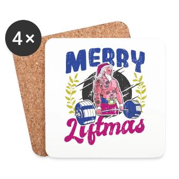 Merry Liftmas Bodybuilder Santa Powerlifting - Coasters (set of 4) - white - Front
