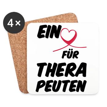 Herz für Therapeuten Geschenk - Untersetzer (4er-Set) - Weiß - Vorne