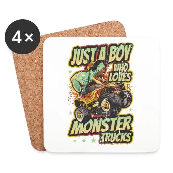 Juste un garçon qui aime les camions monstres - Dessous de verre (lot de 4) - blanc - Devant