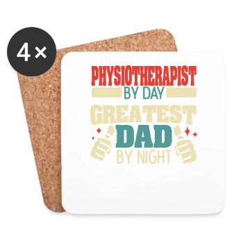 Physiotherapist by day, greatest dad by night - Untersetzer (4er-Set) - Weiß - Vorne