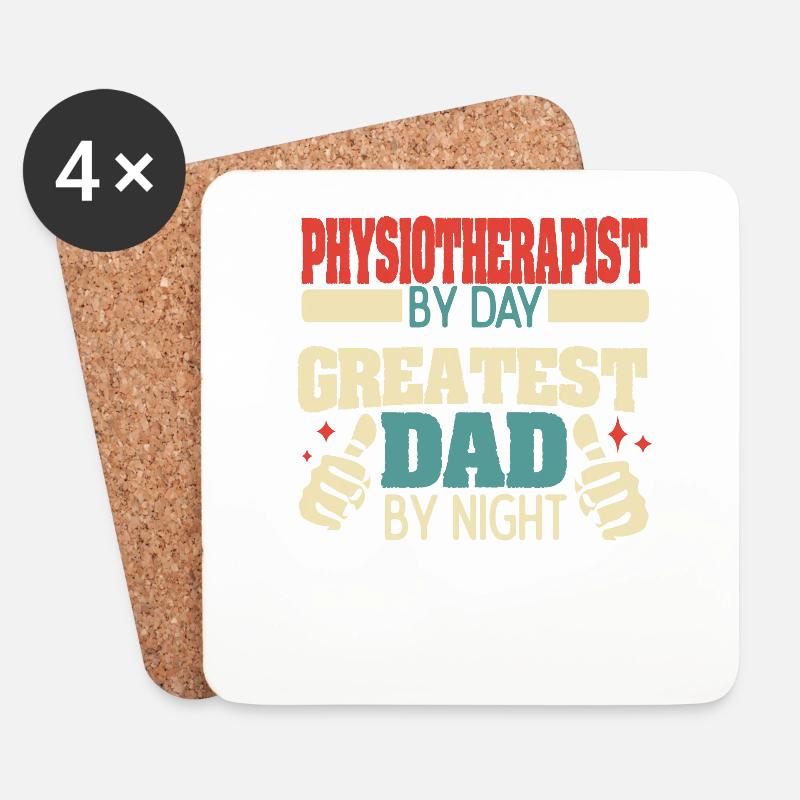 Physiotherapist by day, greatest dad by night - Untersetzer (4er-Set) - Weiß