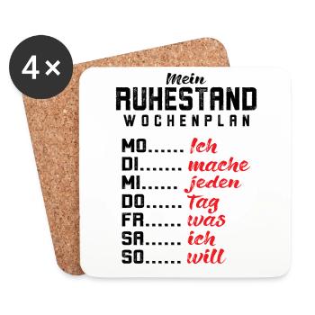 Rentner Ruhestand Wochenplan Lustig Rente - Untersetzer (4er-Set) - Weiß - Vorne