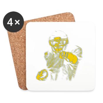 Yellow Blue Football Star Index Finger - Coasters (set of 4) - white - Front