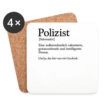 Polizist Gutaussehend Polizisten Polizei - Untersetzer (4er-Set) - Weiß - Vorne
