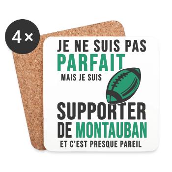 supporter rugby stade Montauban club Montalbanaise - Dessous de verre (lot de 4) - blanc - Devant