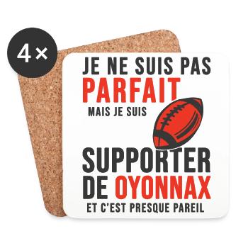 supporter rugby stade Oyonnax club Humour rugby - Dessous de verre (lot de 4) - blanc - Devant