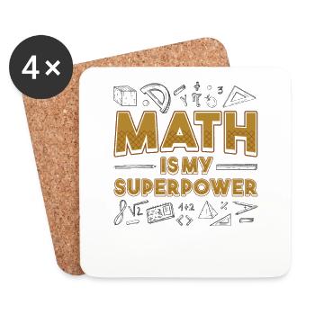 Mathe ist mein Superpower Mathe-Lehrer Mathe-Nerd - Untersetzer (4er-Set) - Weiß - Vorne