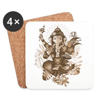 Ganesha a god with elephant head in sepia style - Coasters (set of 4) - white - Front