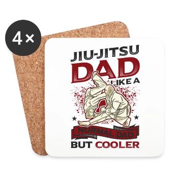 Comme un papa normal, mais cool, papa Jiu Jitsu - Dessous de verre (lot de 4) - blanc - Devant