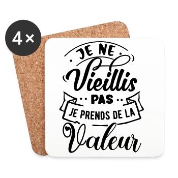 Je ne vieillis pas je prends de la valeur - Dessous de verre (lot de 4) - blanc - Devant