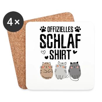 Offizielles Katzen Schlafanzug - Untersetzer (4er-Set) - Weiß - Vorne