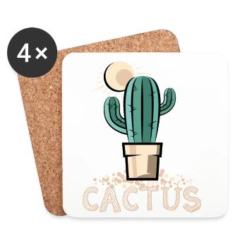 cactus cactus cactus symbol sun desert sand - Coasters (set of 4) - white - Front
