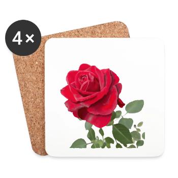 Red rose - Coasters (set of 4) - white - Front