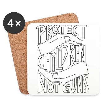 Protégez les enfants, pas les armes à feu - Dessous de verre (lot de 4) - blanc - Devant