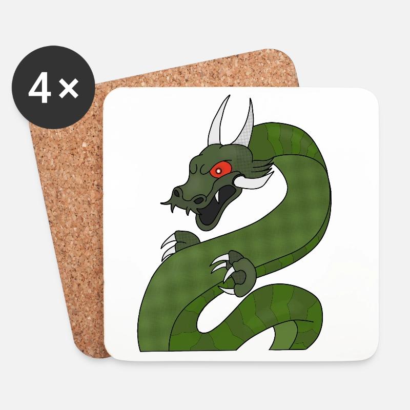 Drache mit roten Augen - Untersetzer (4er-Set) - Weiß