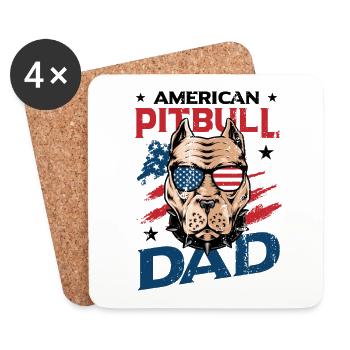 American Pitbull Dad 4 juillet - Dessous de verre (lot de 4) - blanc - Devant