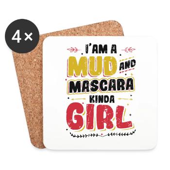 Je suis une fille faite de boue et de mascara - Dessous de verre (lot de 4) - blanc - Devant
