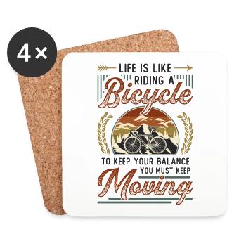 Life is like riding a bike, keep riding - Coasters (set of 4) - white - Front