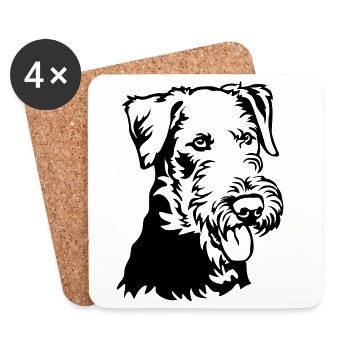 Airedale Terrier Tête - Dessous de verre (lot de 4) - blanc - Devant