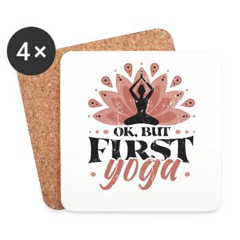 Ok, but yoga was first, Lotus Namaste - Coasters (set of 4) - white - Front