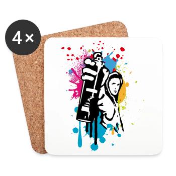 pulvérisateur de motifs de street art cool dans le style graffiti - Dessous de verre (lot de 4) - blanc - Devant