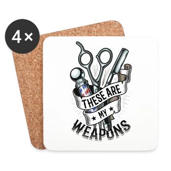 These are my weapons in the barbershop - Coasters (set of 4) - white - Front